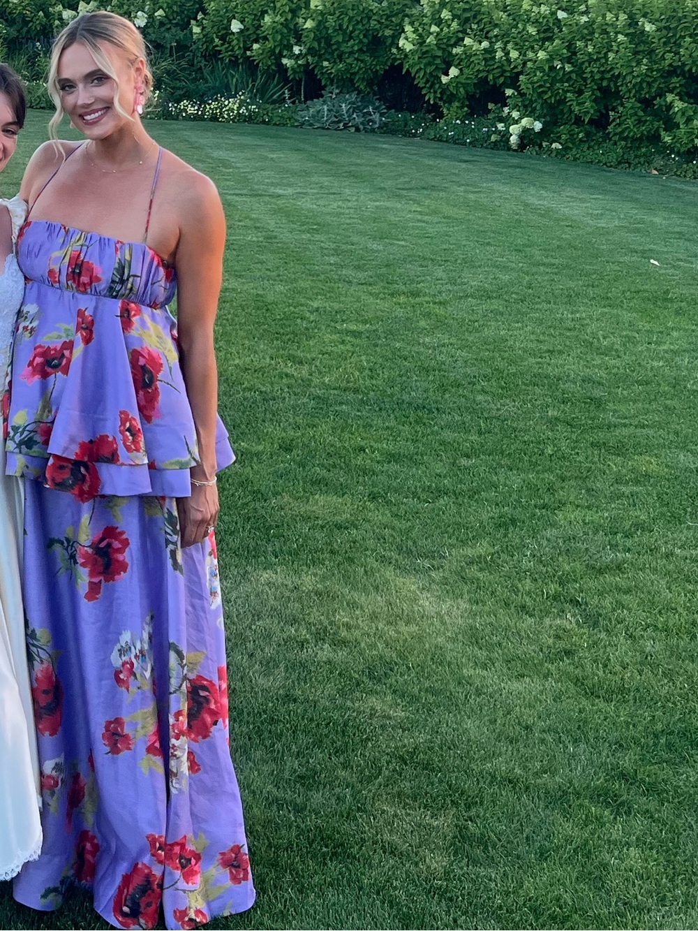 ASOS Lavender Floral Maxi Dress with Red & Green Print